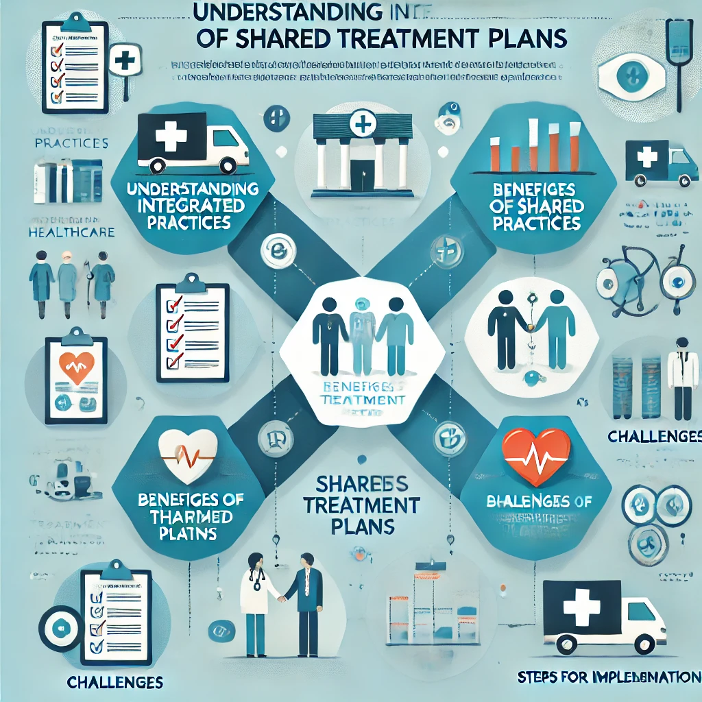 DALL·E 2024-12-26 11.33.57 - An infographic style visual representation illustrating the concept of shared treatment plans in integrated healthcare practices. The infographic incl